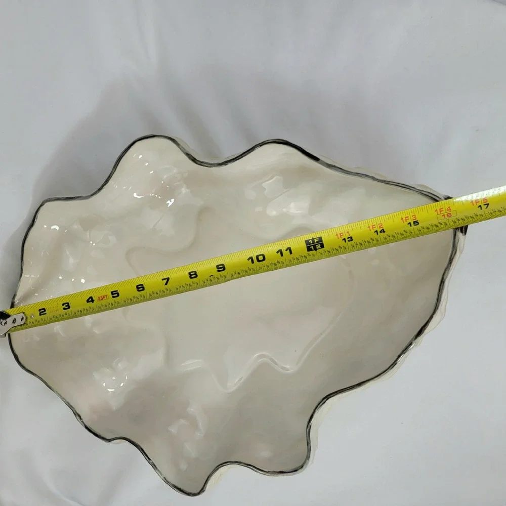 Pottery Barn Under the Sea Clam Shell Serving Bowl Cream Ceramic Coastal Decor